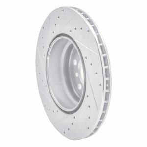 BMW X6 Brake Rotor (1) - Rear Right - R1 Concepts - Drilled & Slotted - Silver - `07-`19